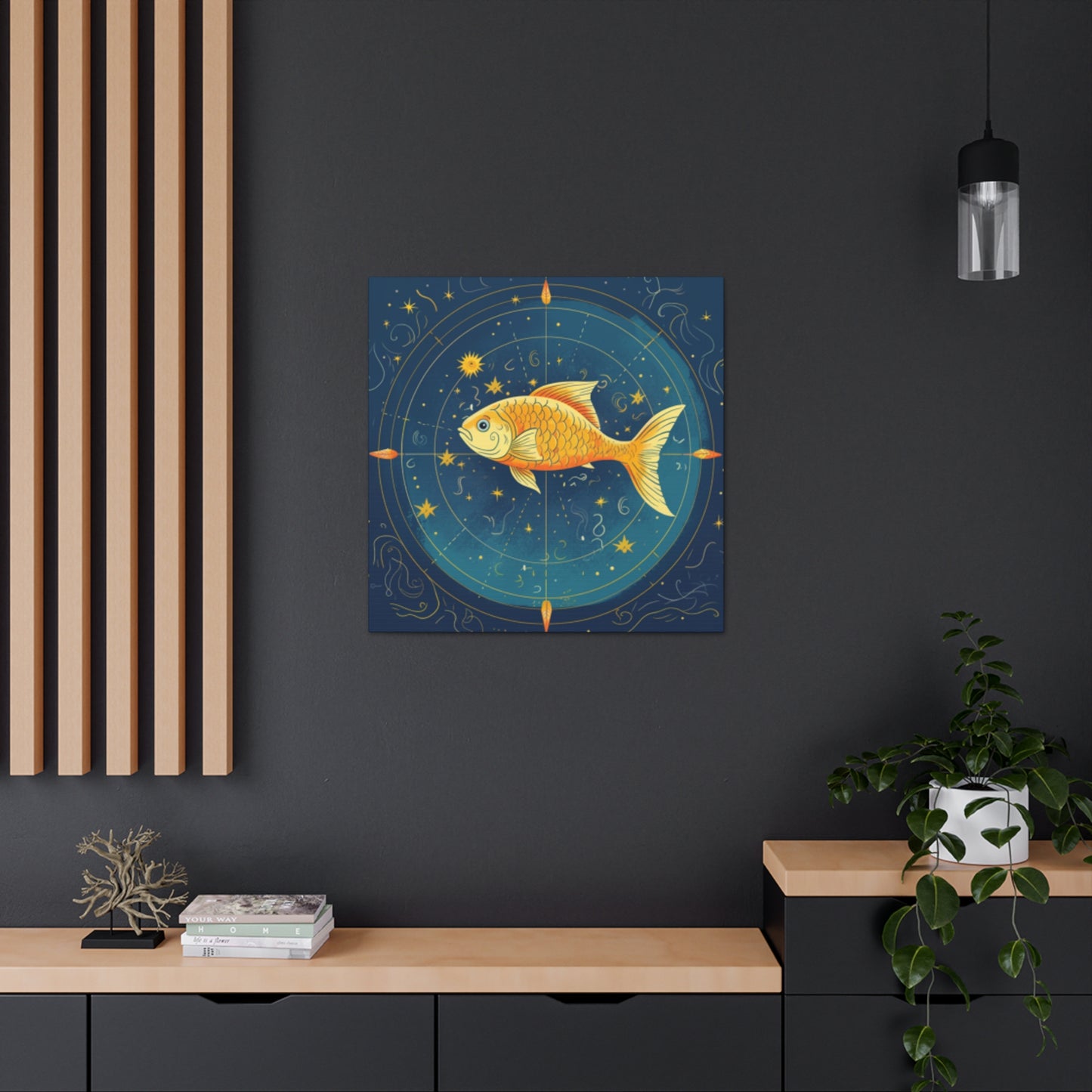 Lofi Style Pisces, Compass Fish  - Large Wall Art