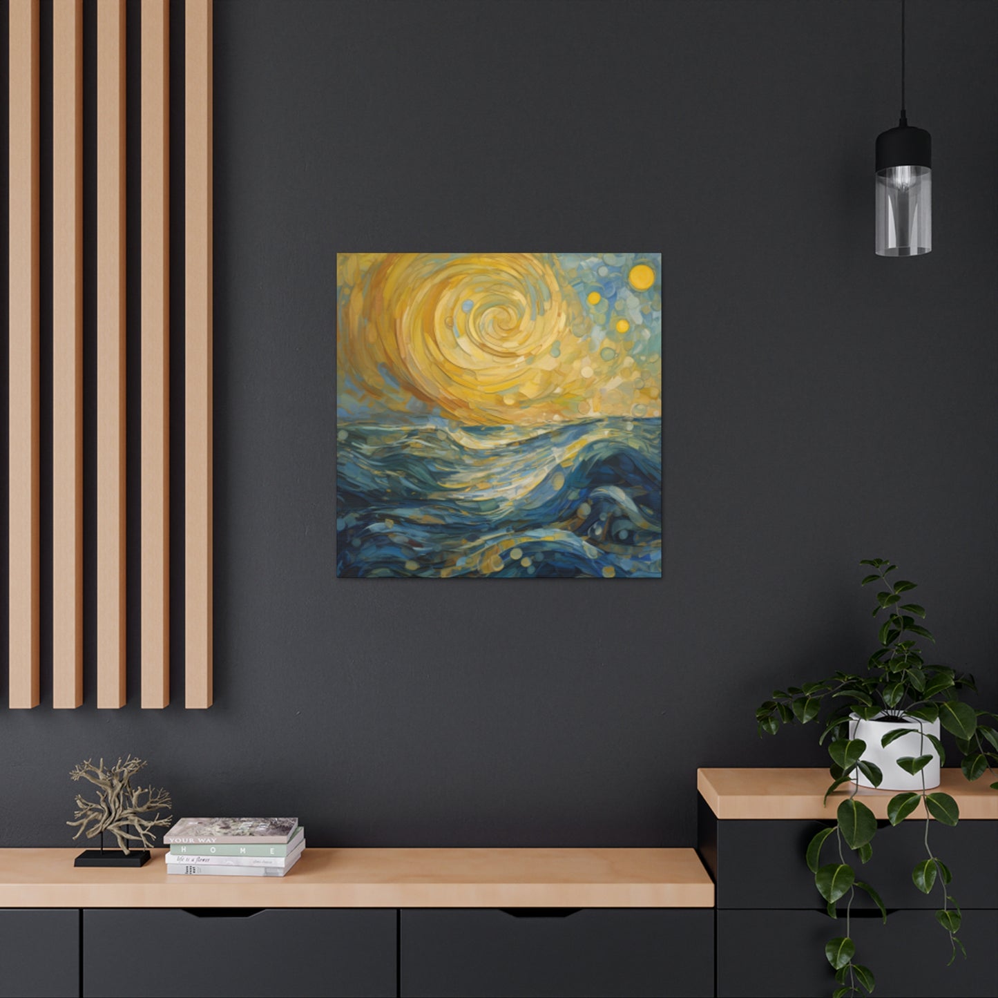 Ocean Waves On A Windy Evening Stary Night Vibe- Large Wall Art Canvas