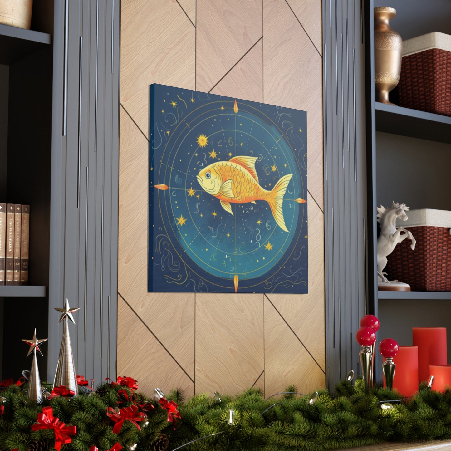 Lofi Style Pisces, Compass Fish  - Large Wall Art