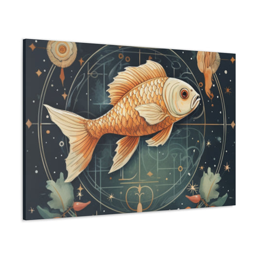 Lofi, Astrology, Pisces Fish - Large Wall Art