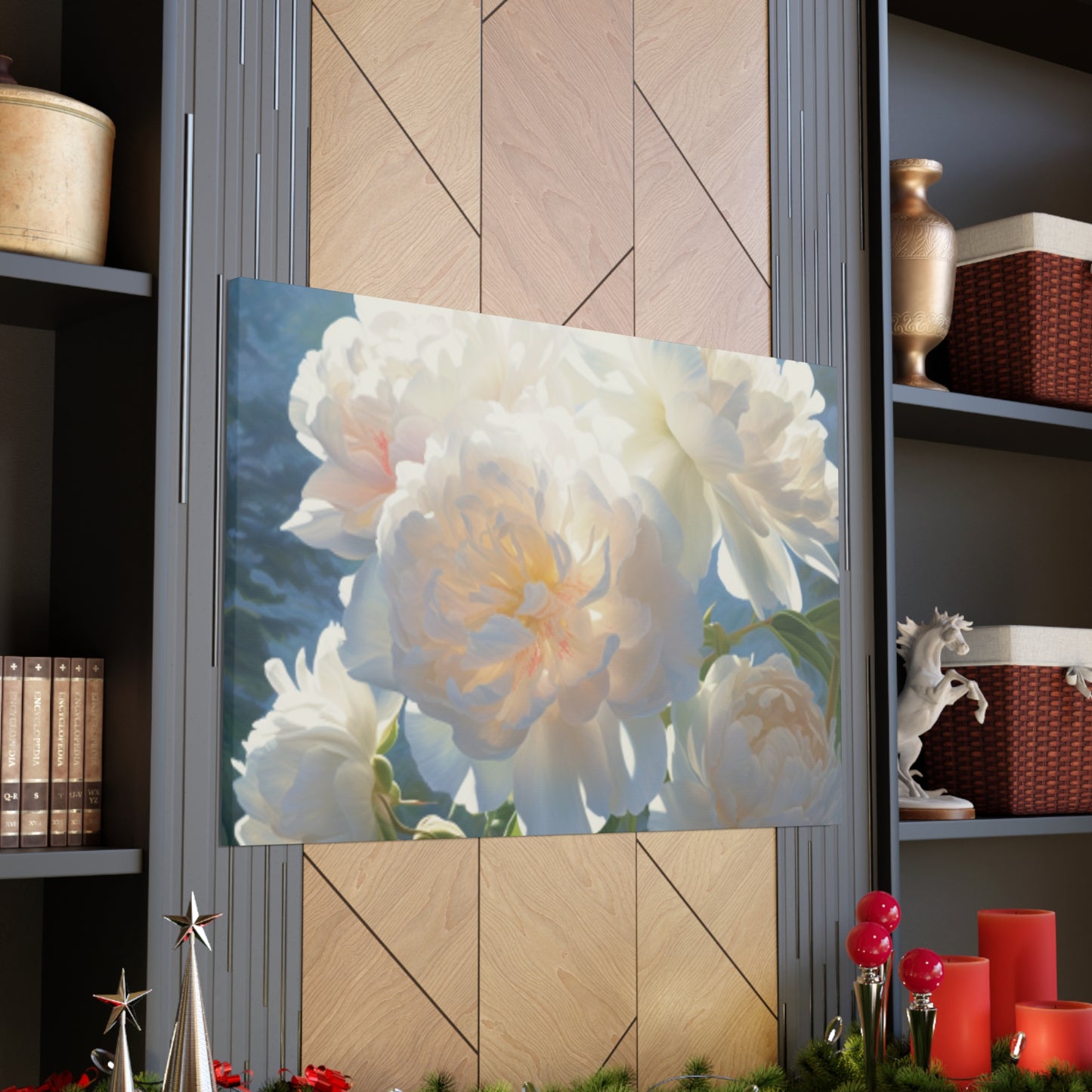 Blooming White Peonies In The Sun- Large Wall Art