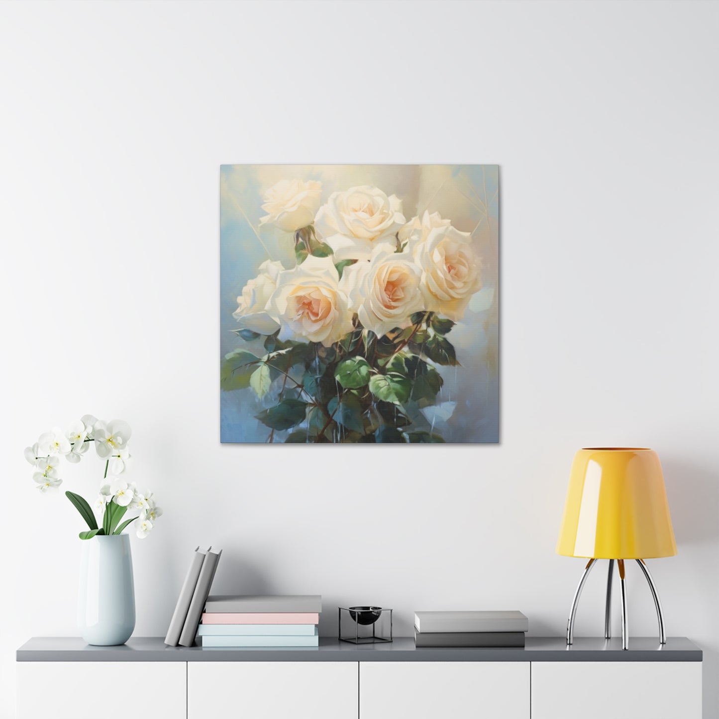 Long Stem White Roses- Large Wall Art