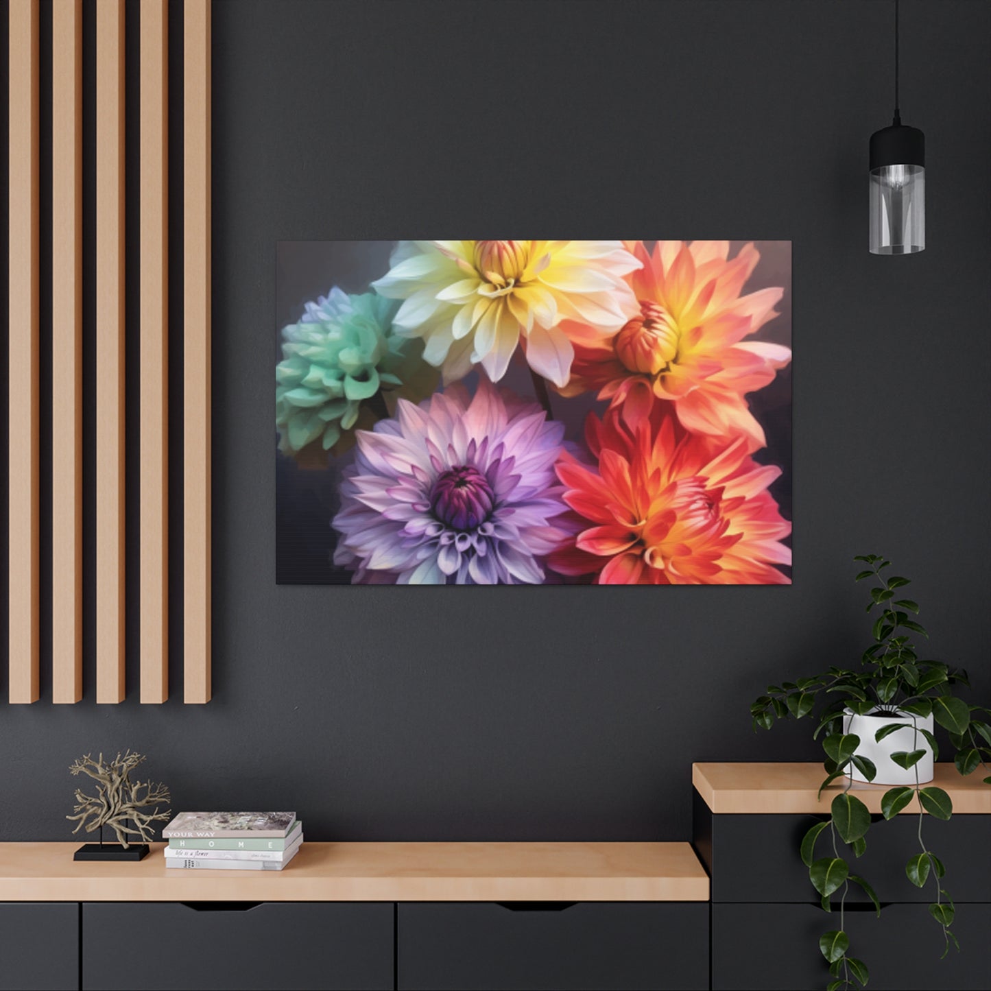 5 Different Dahlia Flowers - Large Wall Art