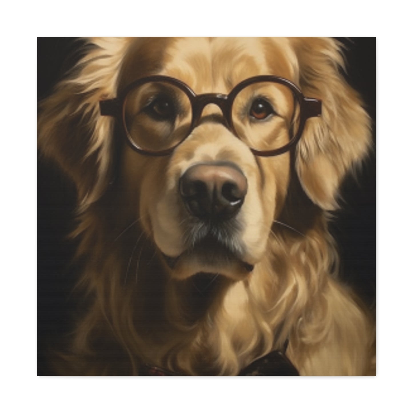 Educated Retriever With Glasses And Bow Tie- Large Wall Art