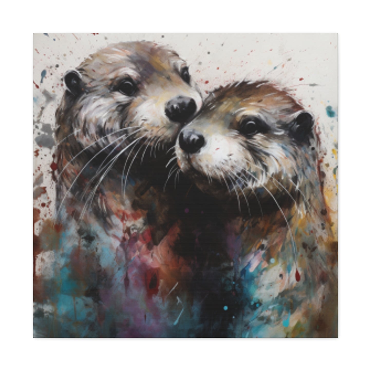 Otter Love, Colorful Painting - Large Wall Art