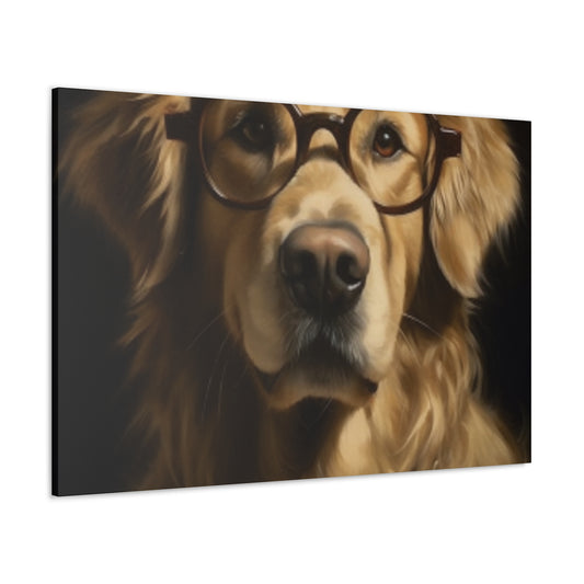 Educated Retriever With Glasses And Bow Tie- Large Wall Art