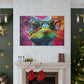 Lizard In Glasses With Purple, Pink, And Yellow Background - Large Wall Art