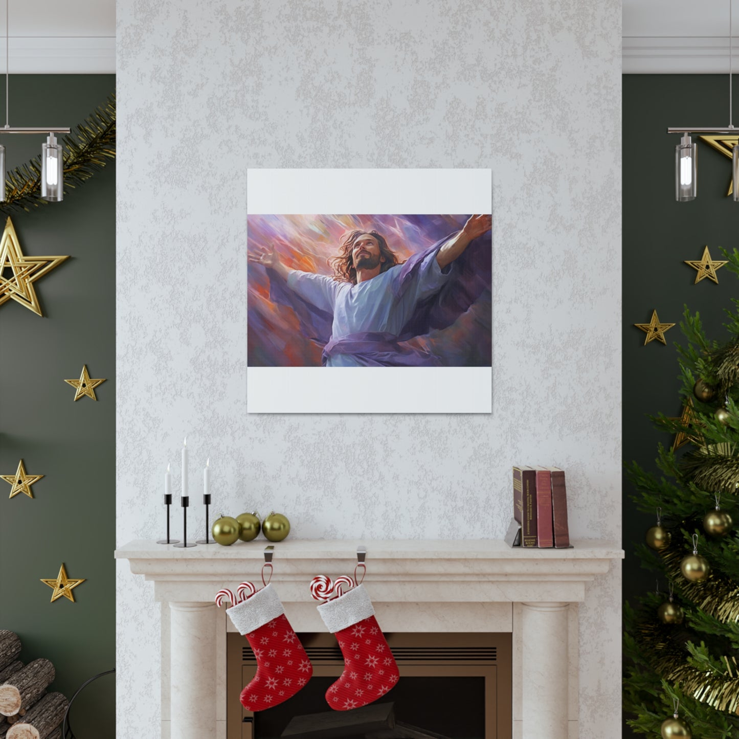 Jesus Surrounded By Purple And Light- Large Wall Art