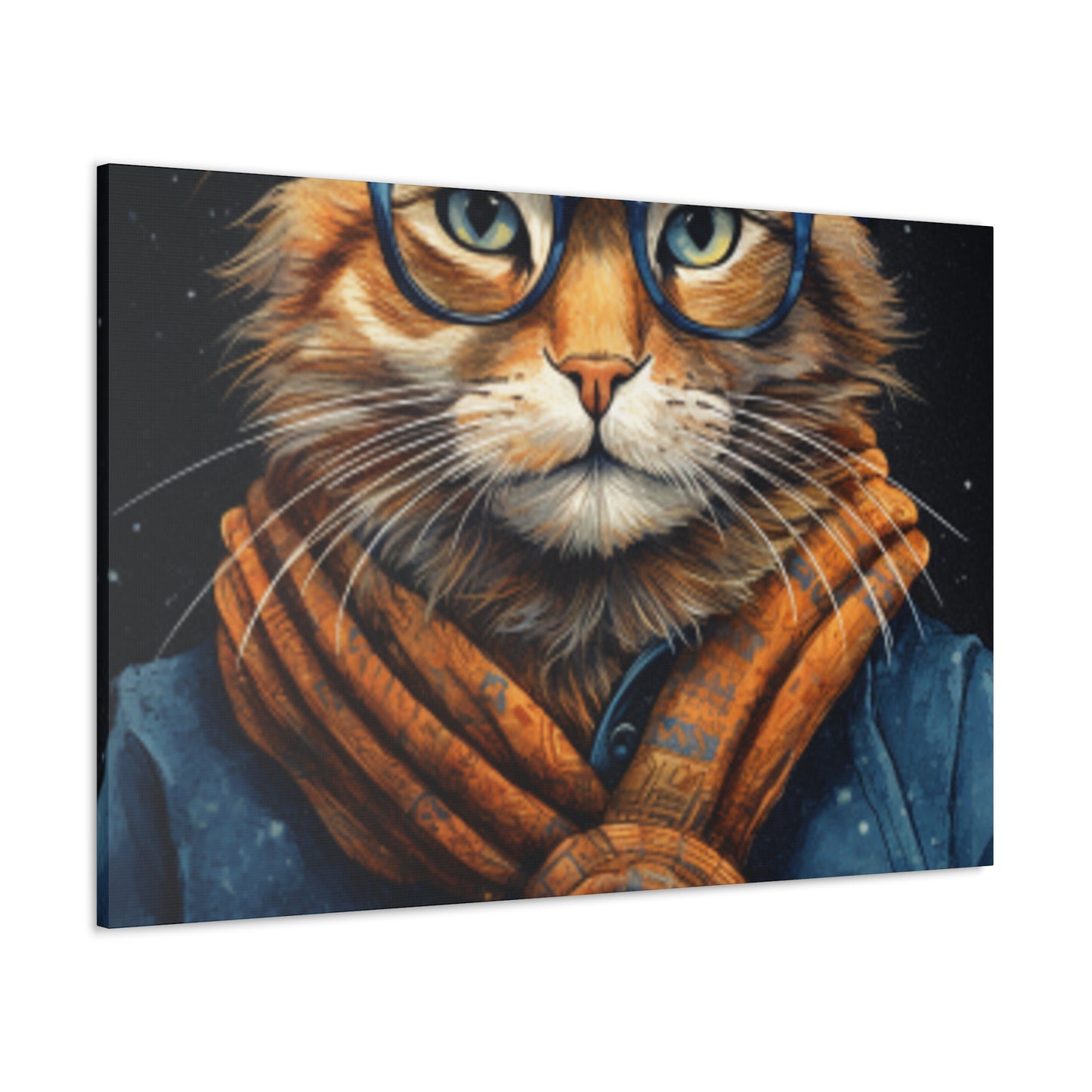 Fluffy Kitty In Glasses And Denim - Large Wall Art