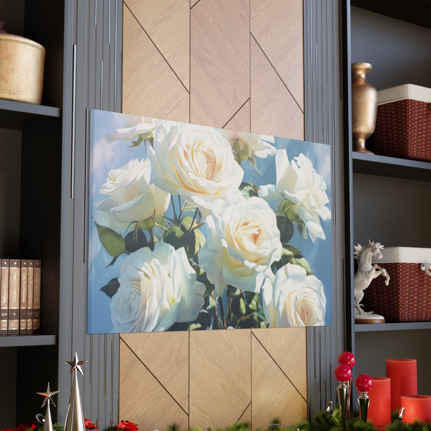 Pure, Vibrant And White Roses- Large Wall Art