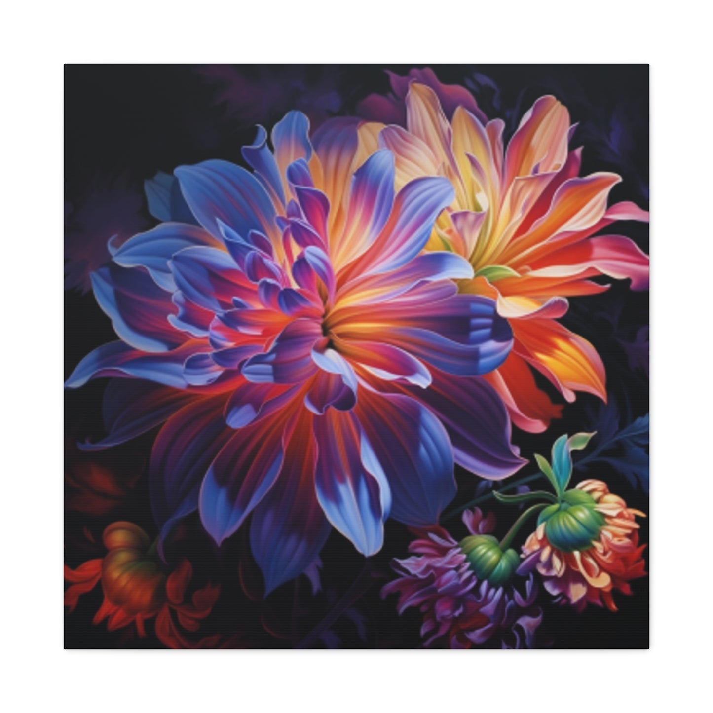 Fully Bloomed Glowing Flowers - Large Wall Art