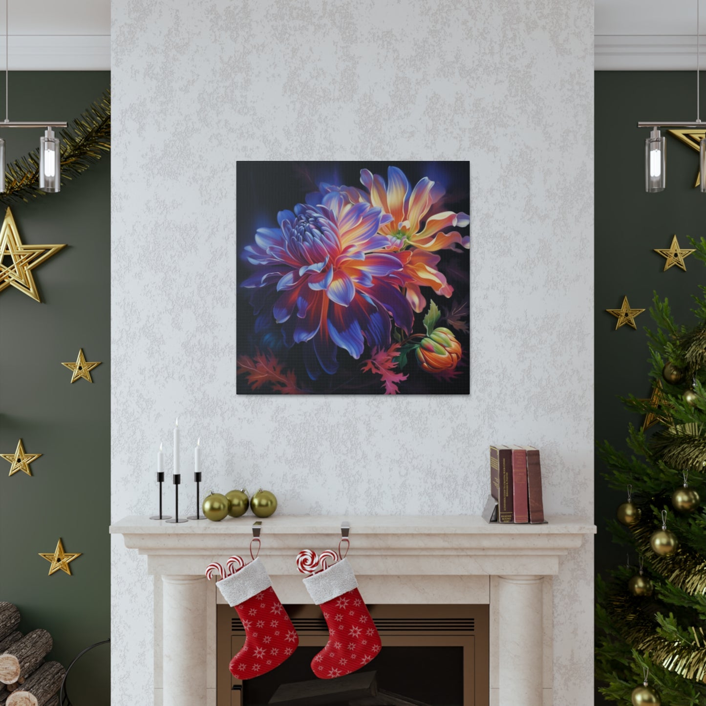 Totally Groovy, Glowing Flowers In Bloom- Large Wall Art