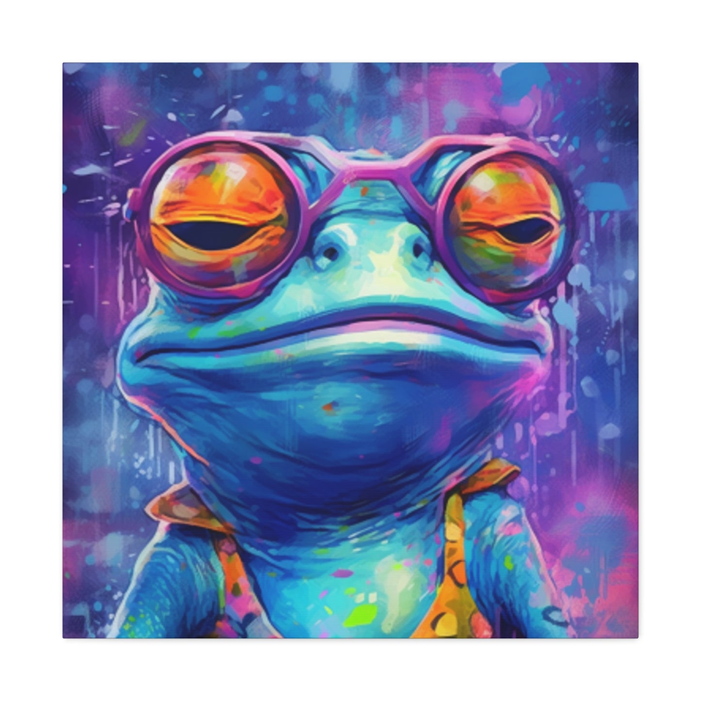 Totally Groovy Blue Frog In Glasses - Large Wall Art