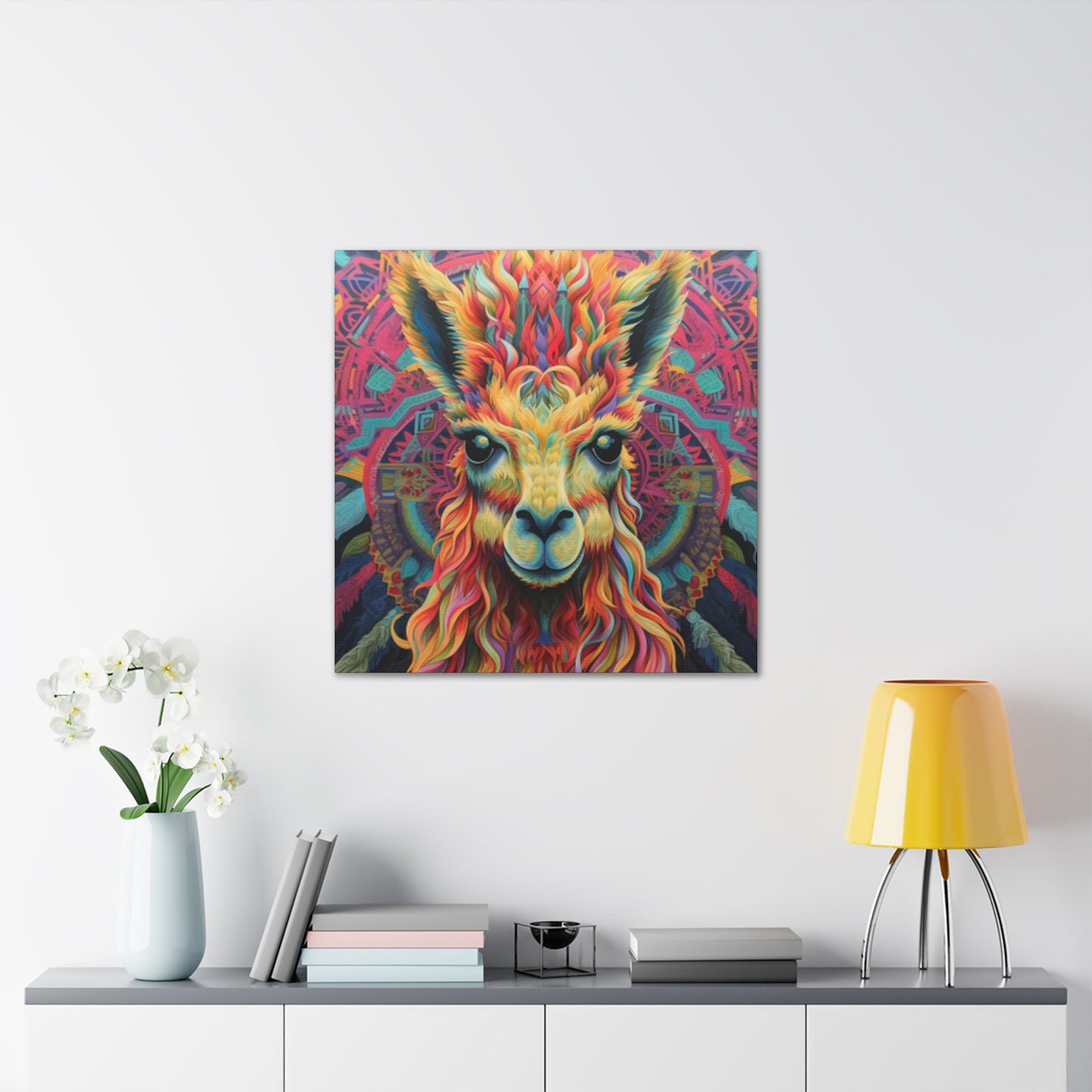 So Much Color Drama On This Llama- Large Wall Art