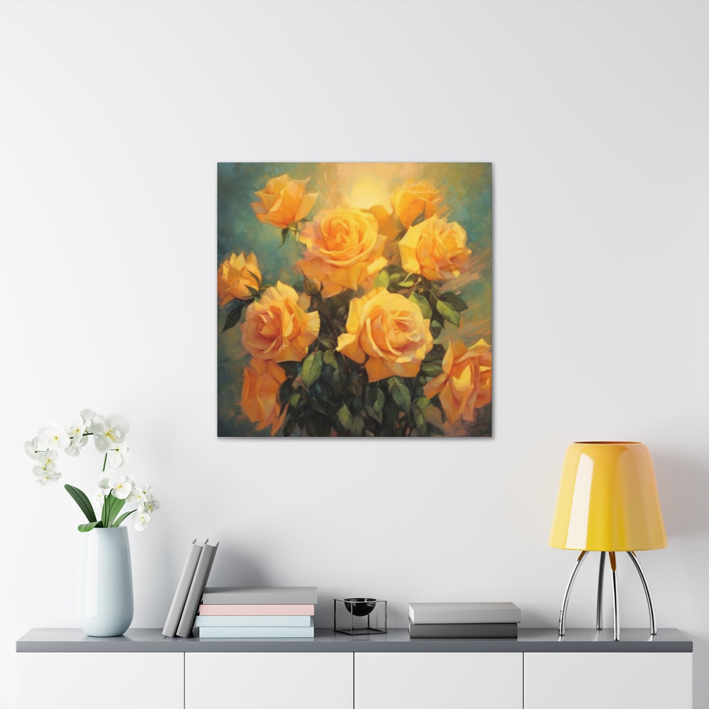 A Bouquet Of Many Blooming Yellow Roses- Large Wall Art