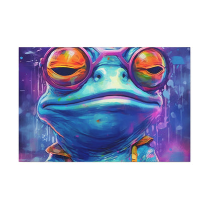 Totally Groovy Blue Frog In Glasses - Large Wall Art