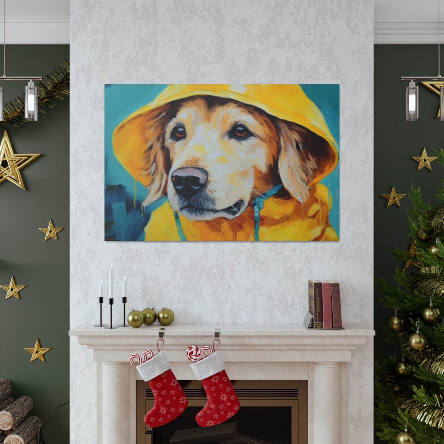 Golden Retriever Ready For The Rain - Large Wall Art