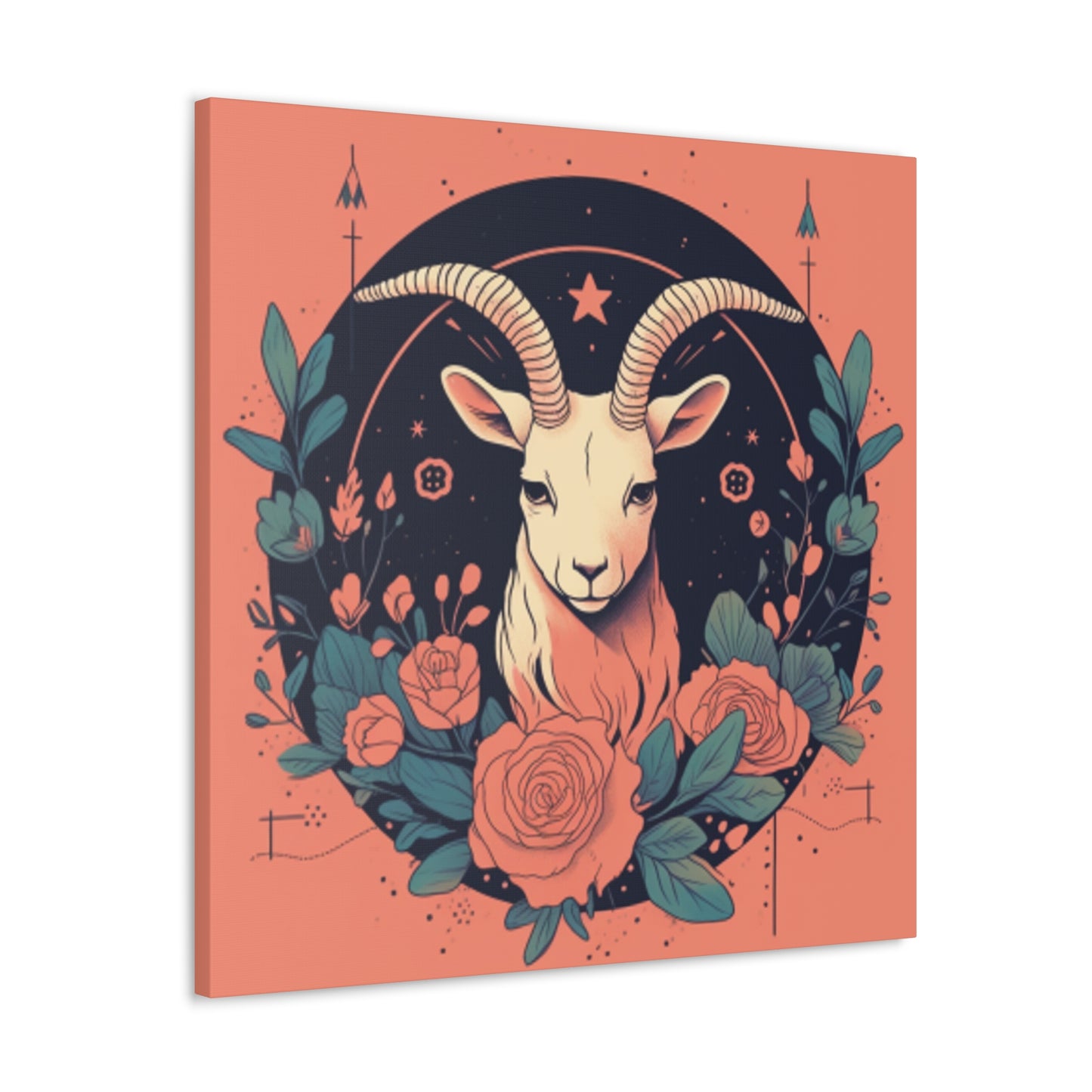 Lofi, Capricorn And Pink Roses- Large Wall Art