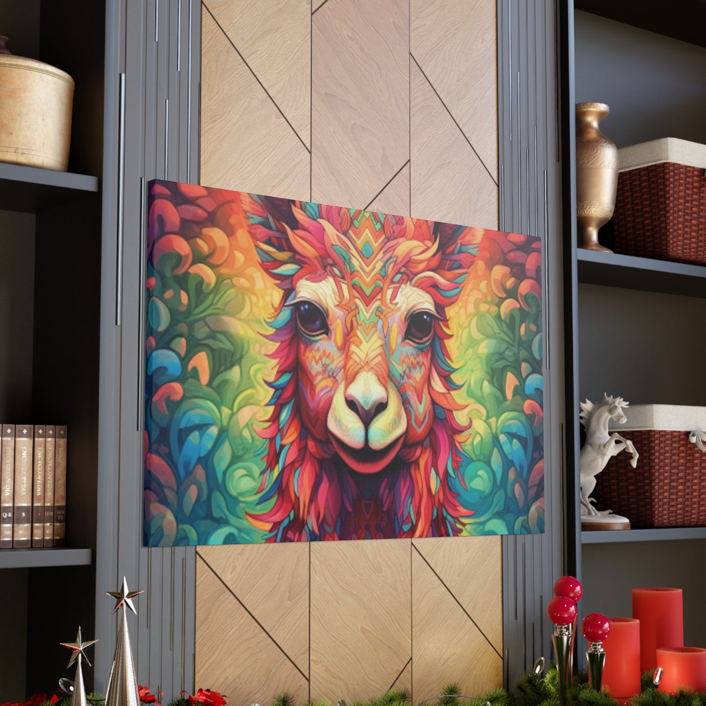 Rainbow Colored Drama Llama - Large Wall Art