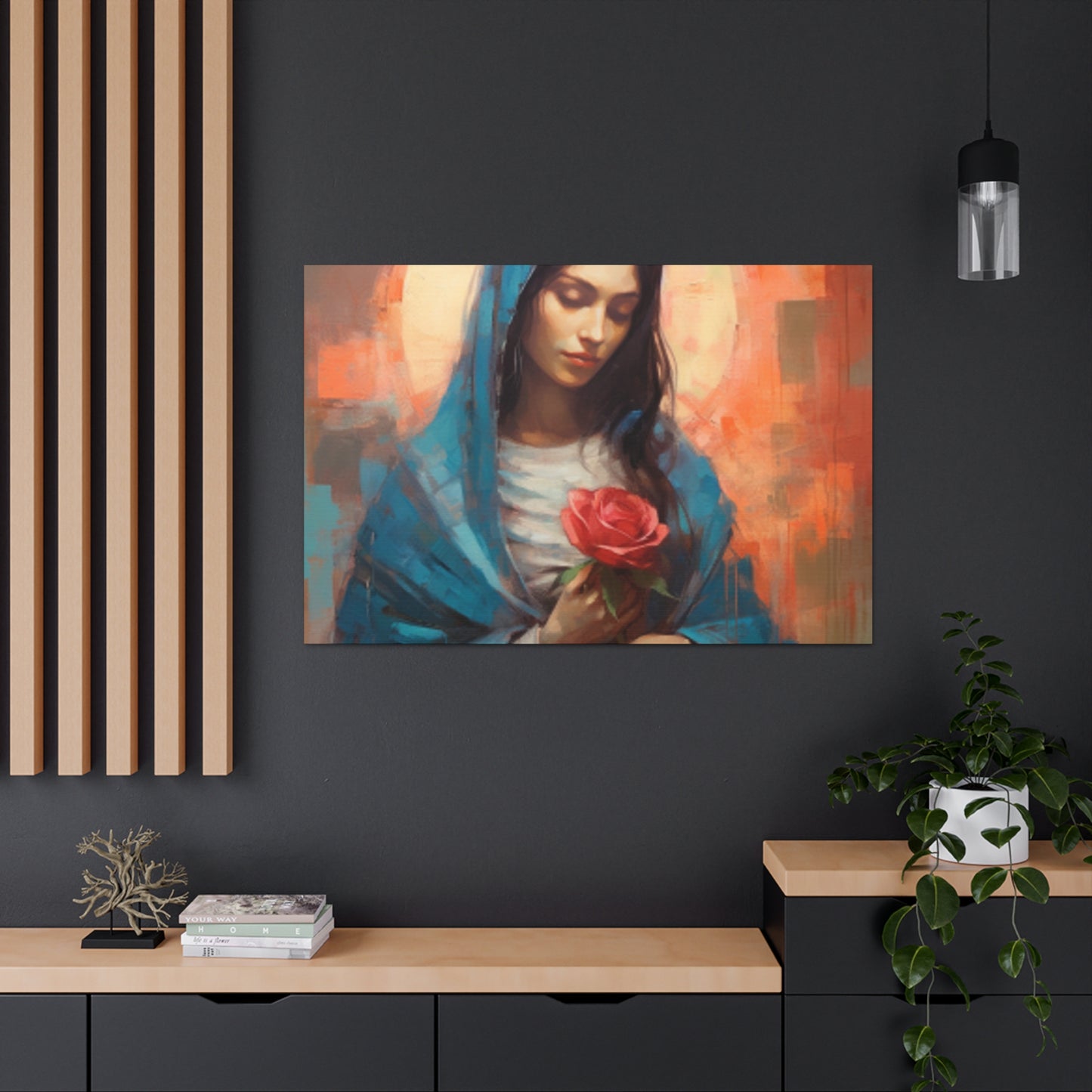 Kind Mother Mary With Golden Glow - Large Wall Art