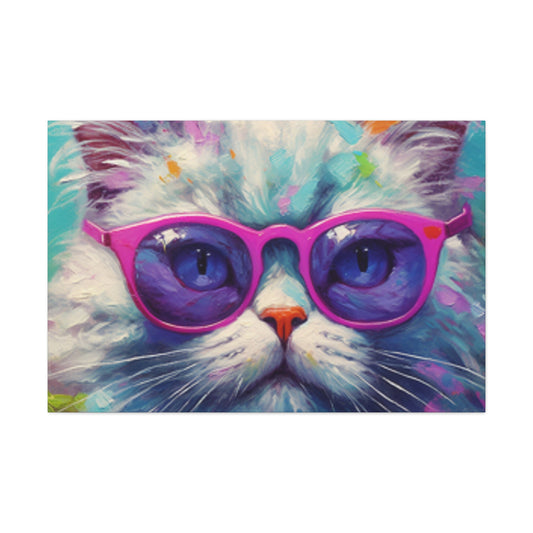 Puuuur-ple Glasses On A Fluffy Kitty - Large Wall Art