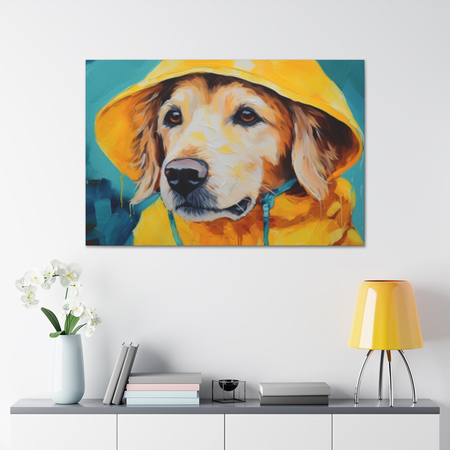 Golden Retriever Ready For The Rain - Large Wall Art