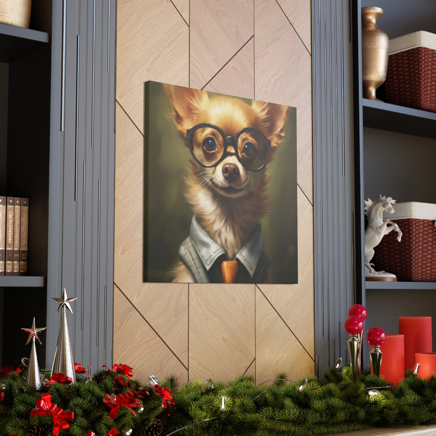 Smart Chihuahua In Black Glasses- Large Wall Art