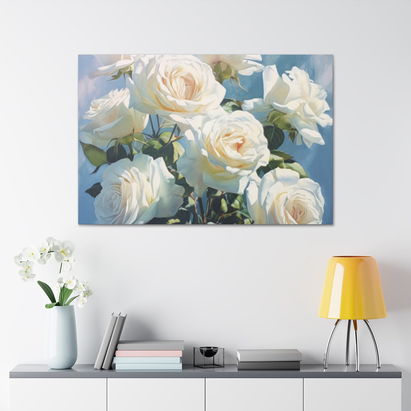 Pure, Vibrant And White Roses- Large Wall Art