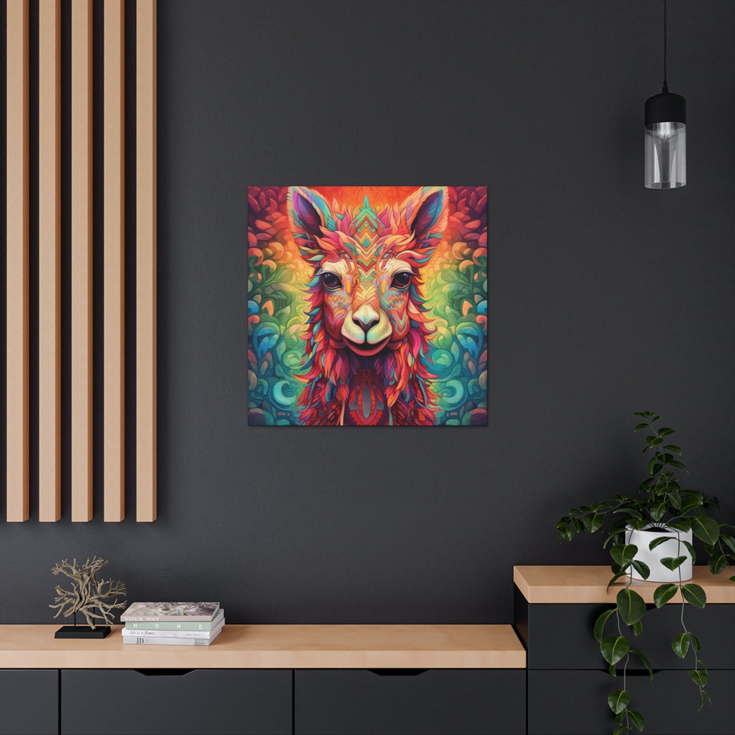 Rainbow Colored Drama Llama - Large Wall Art