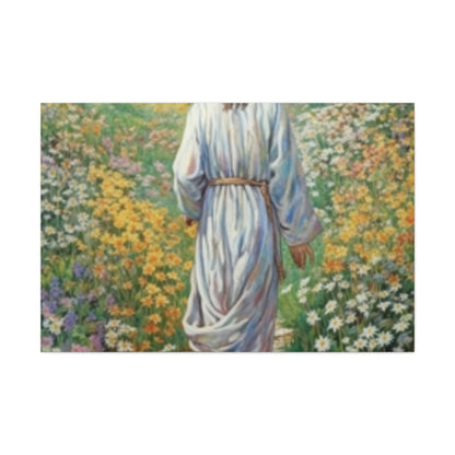 Walk With Jesus, A Path Through Endless Flowers- Large Wall Art