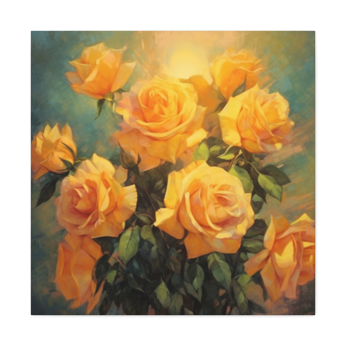 A Bouquet Of Many Blooming Yellow Roses- Large Wall Art