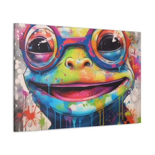 Happy Frog In Glasses Painting - Large Wall Art