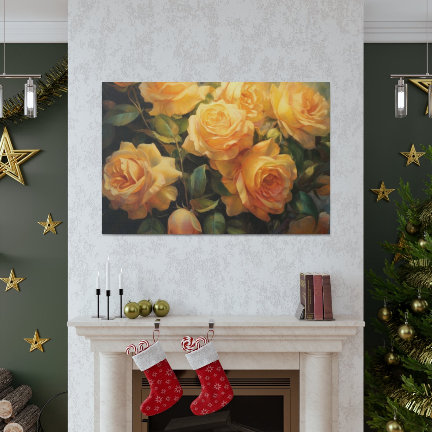 Golden Yellow Roses In Sunlight - Large Wall Art