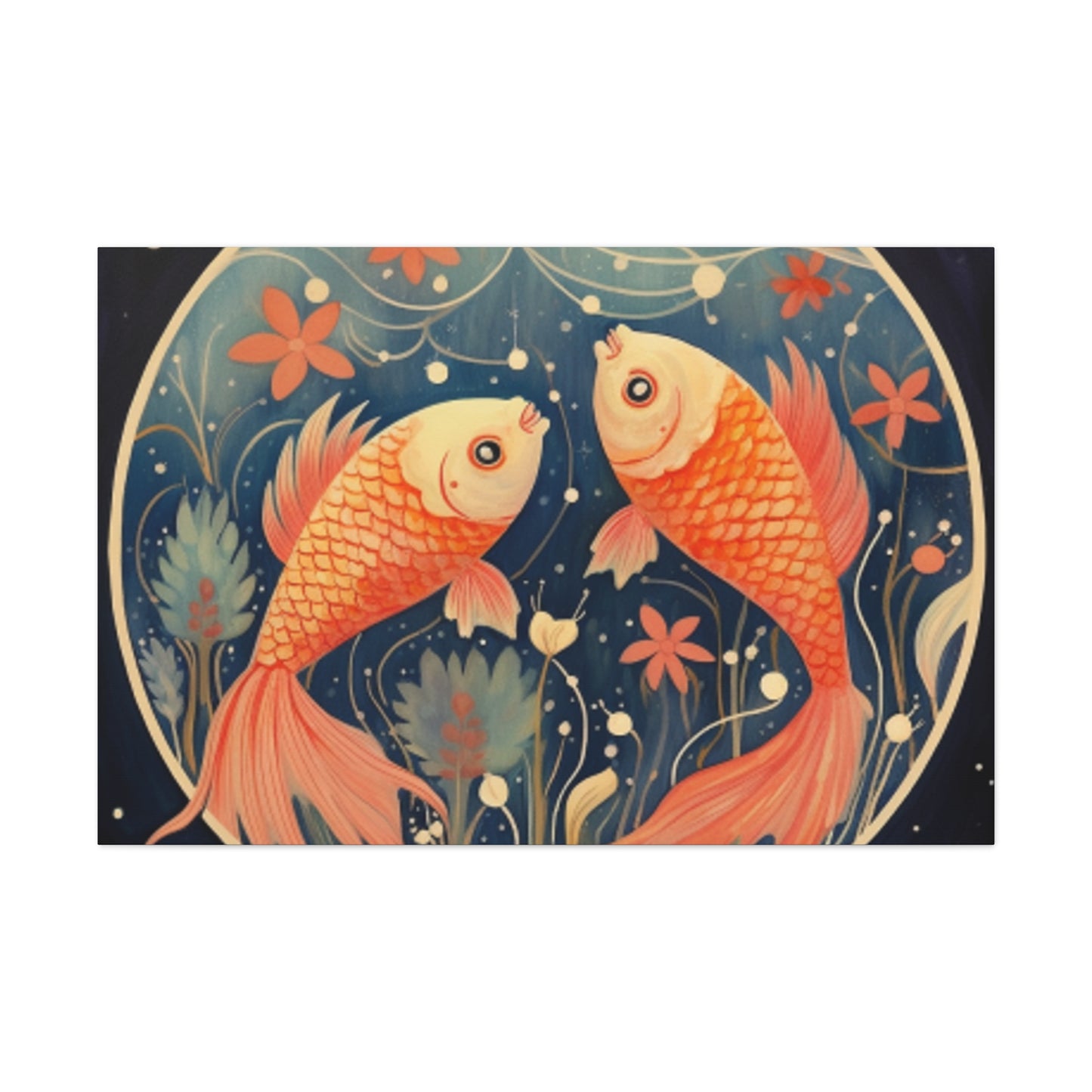 Lofi Astrology Peaceful Pisces Fish - Large Wall Art