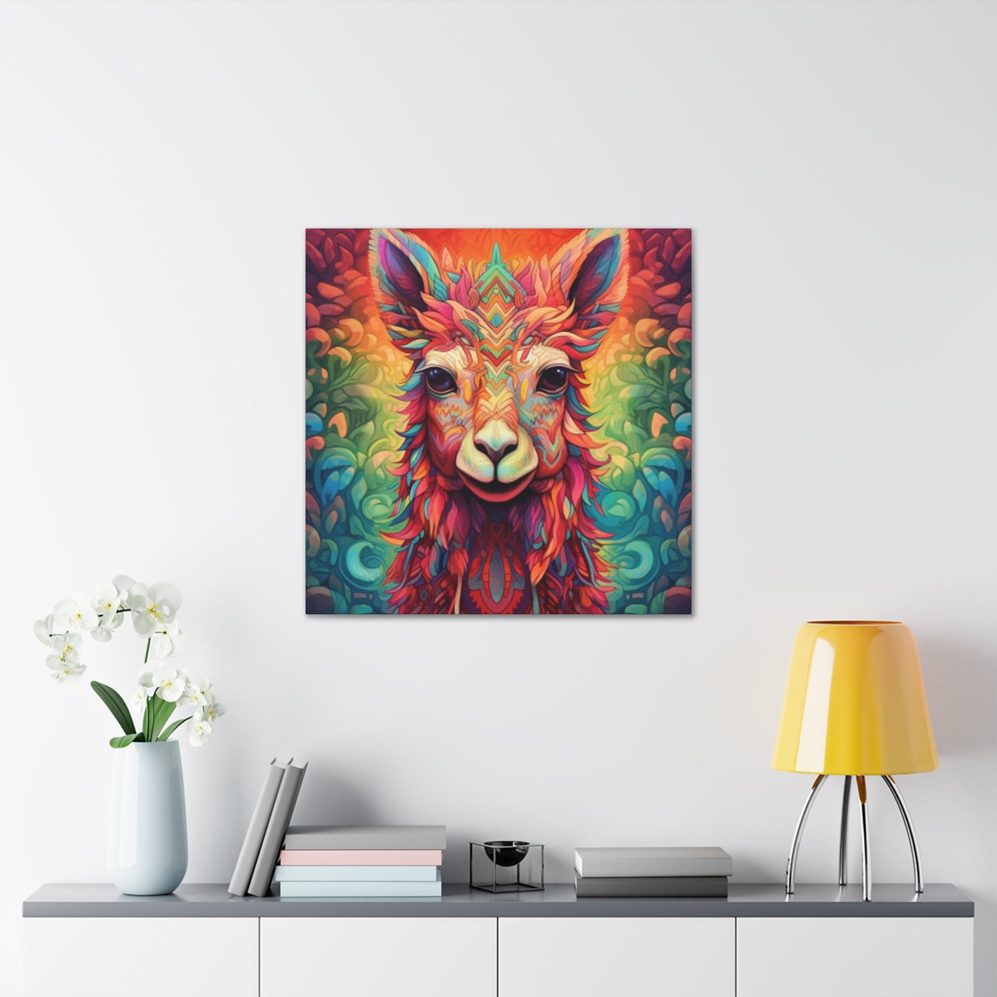 Rainbow Colored Drama Llama - Large Wall Art