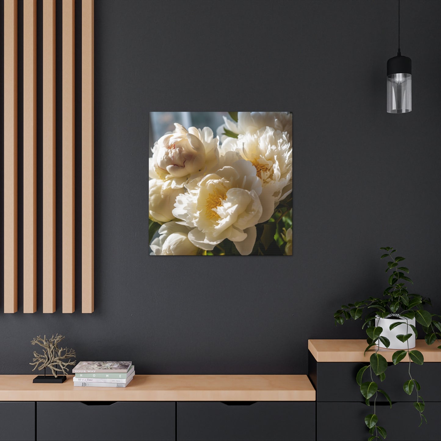 Soft White Peonies In Warm Light - Large Wall Art