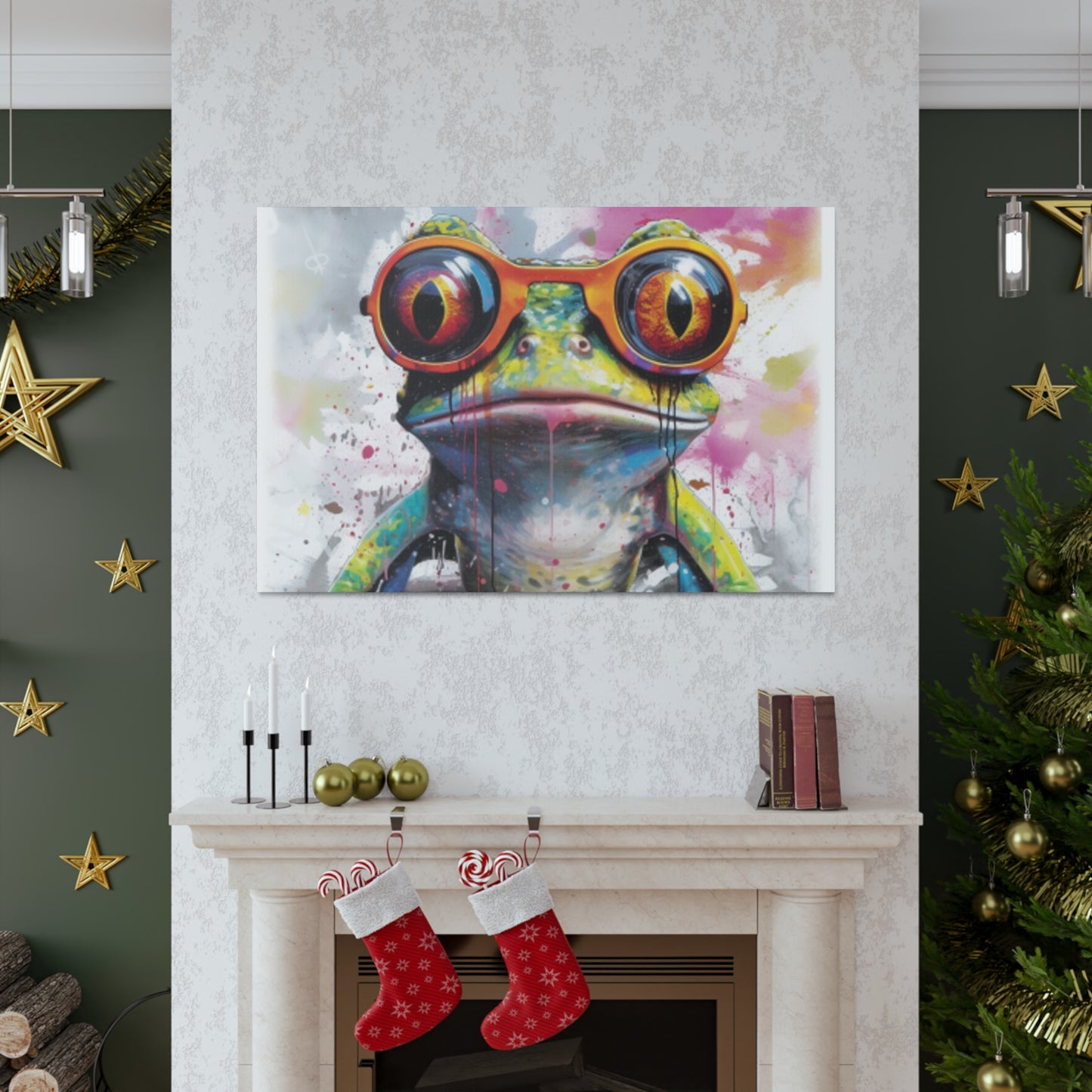 Art Frog In Gold Glasses- Large Wall Art