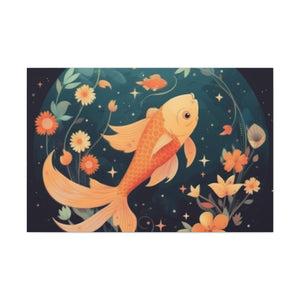 Lofi Style Pisces, Fish And Flowers - Large Wall Art