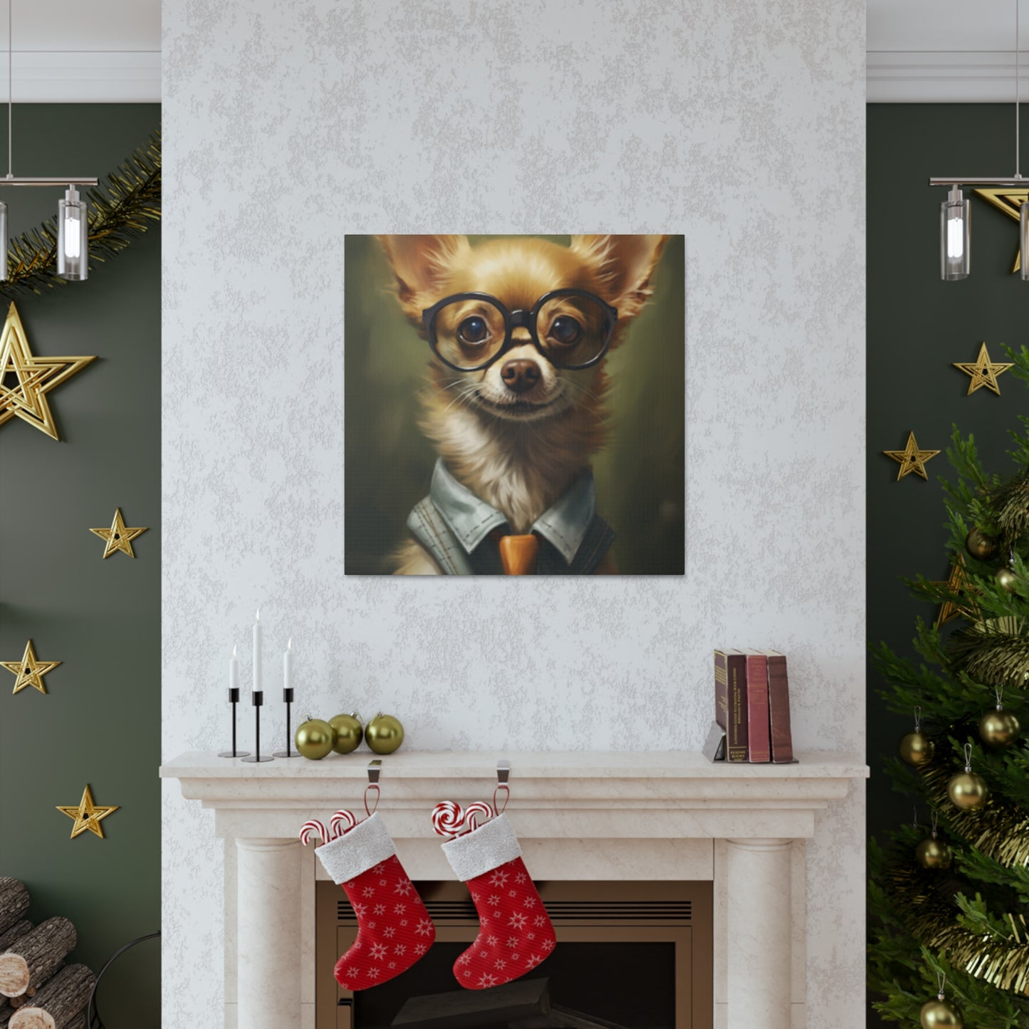 Smart Chihuahua In Black Glasses- Large Wall Art