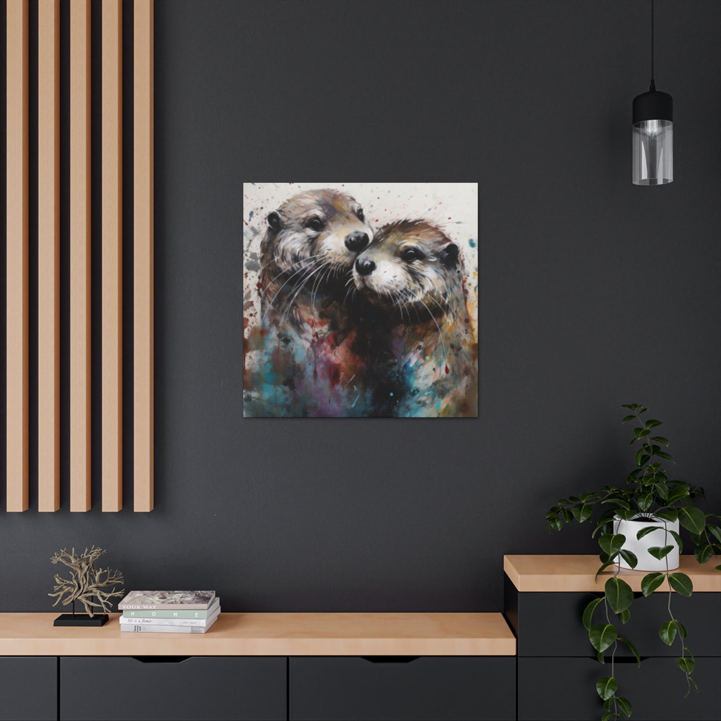 Otter Love, Colorful Painting - Large Wall Art