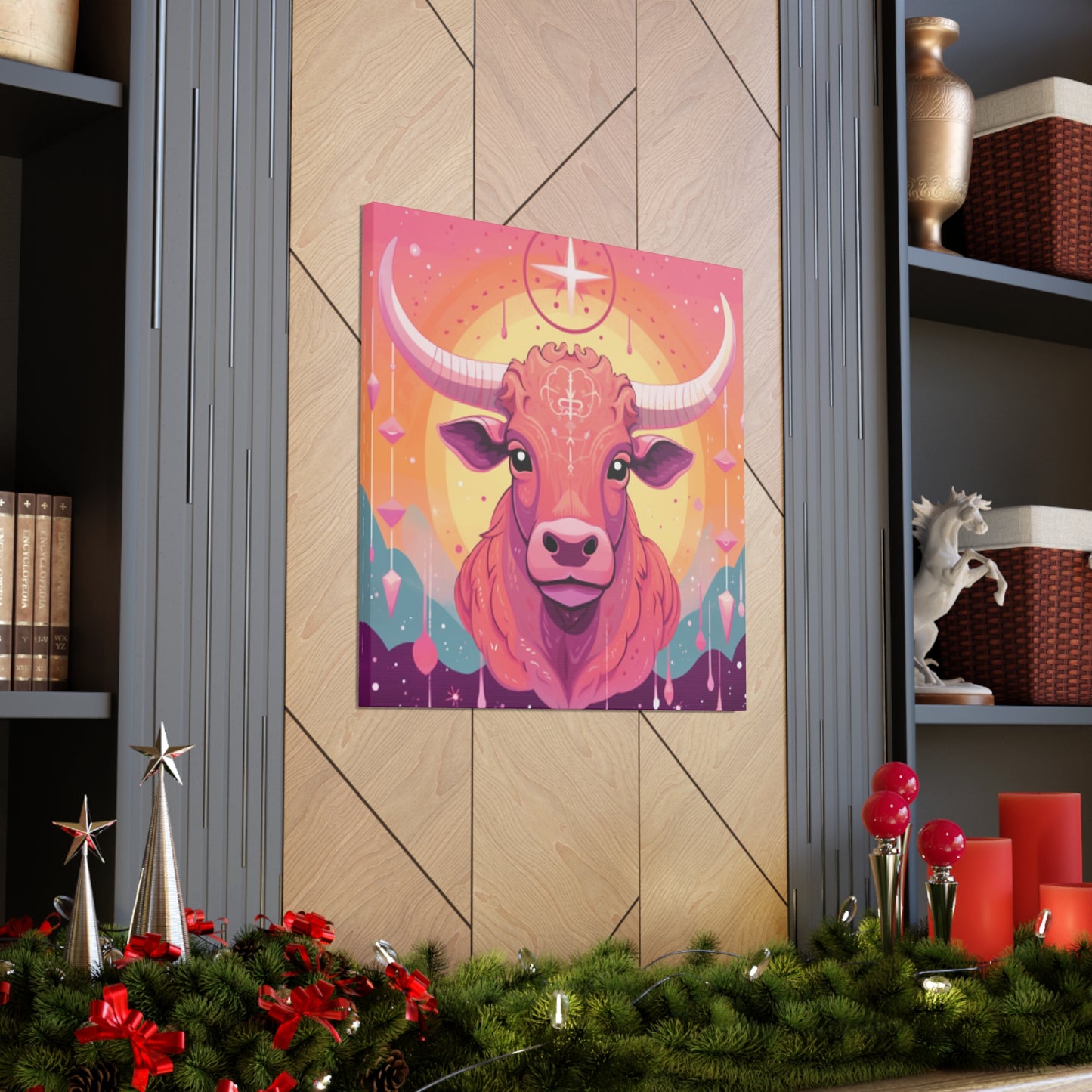 Happy Taurus Lofi Style- Large Wall Art