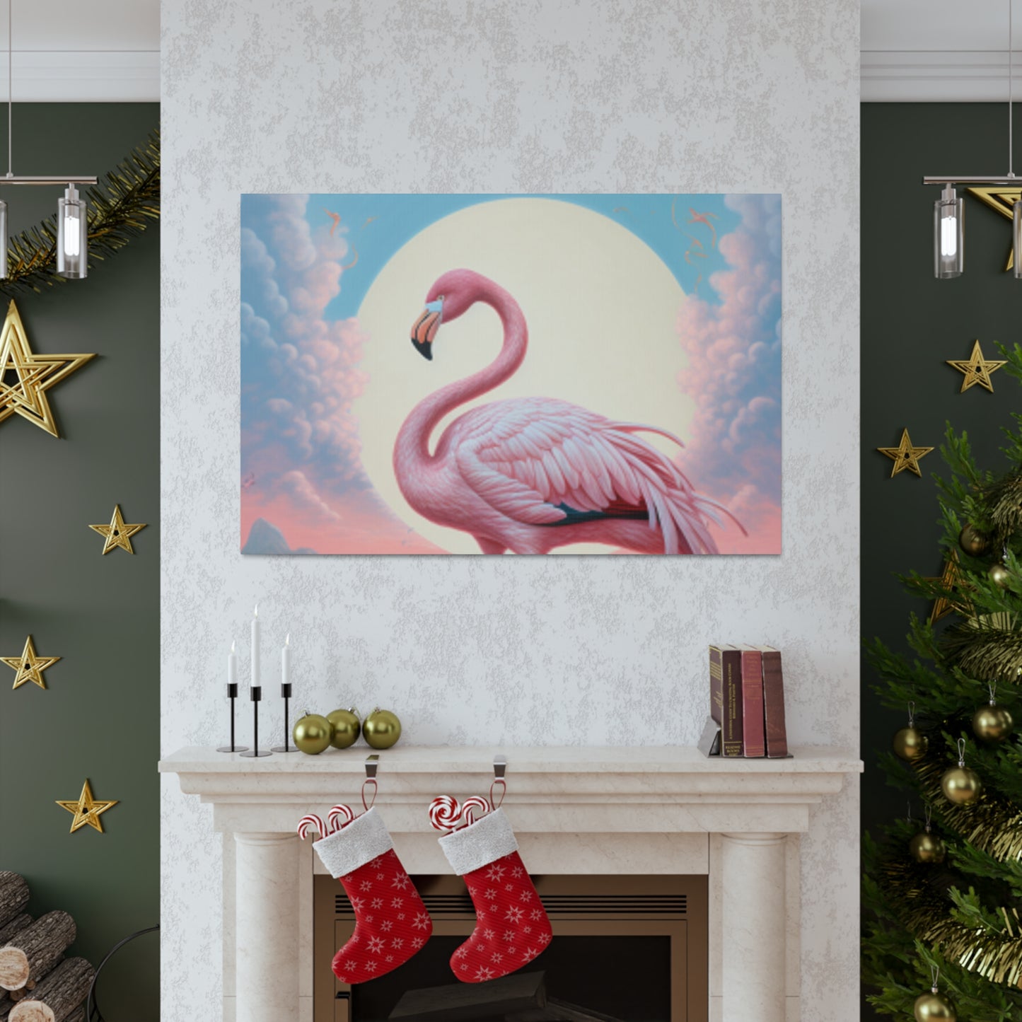 Peaceful, Pink Flamingo In Paradise - Large Wall Art