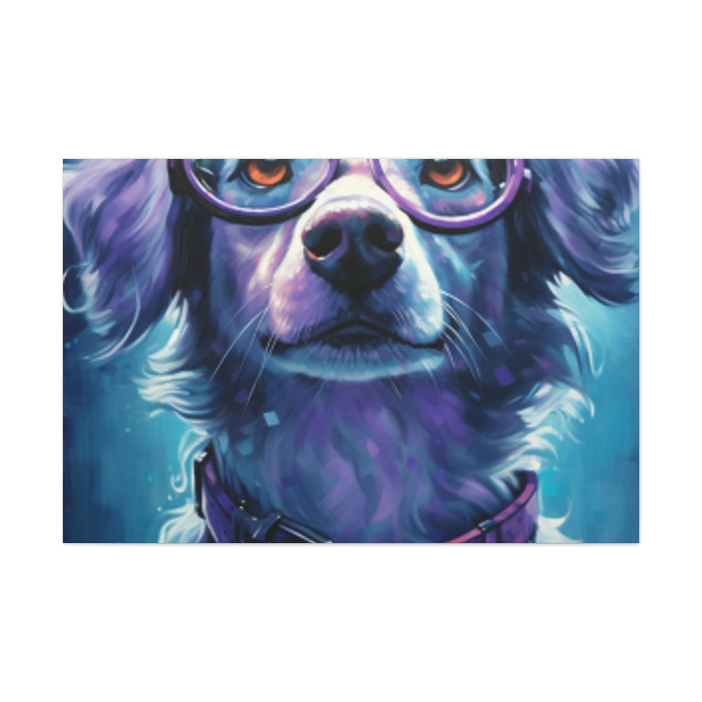 Daydreaming Dog In Purple Glasses - Large Wall Art