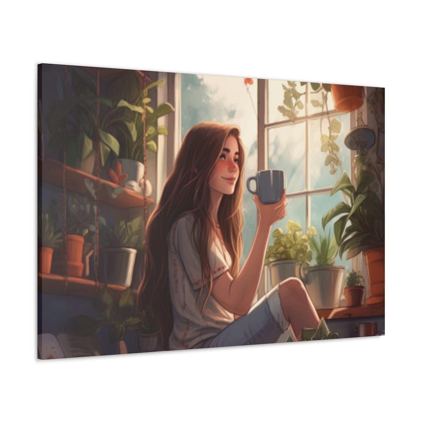 Teatime In Her Happy Place - Large Wall Art