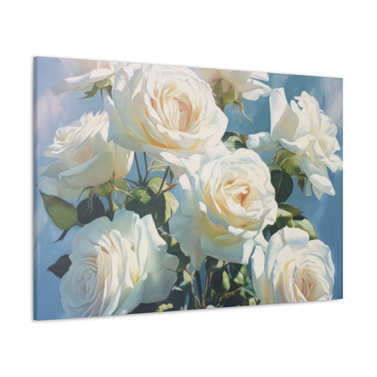 Pure, Vibrant And White Roses- Large Wall Art