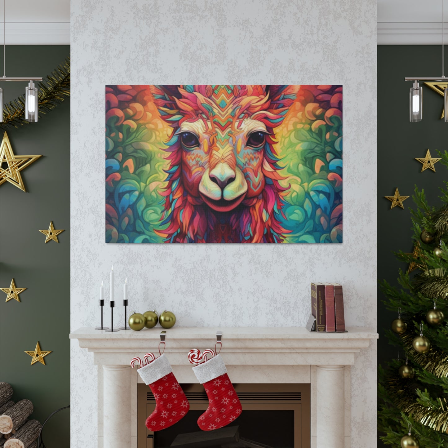 Rainbow Colored Drama Llama - Large Wall Art