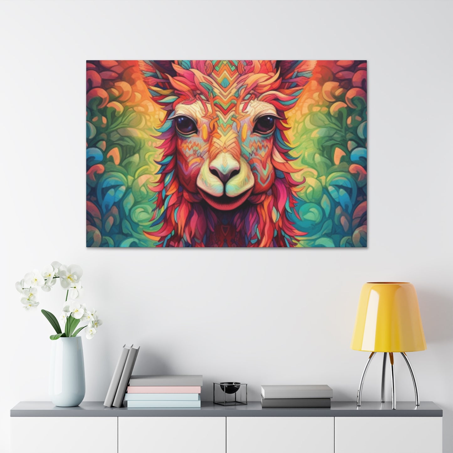 Rainbow Colored Drama Llama - Large Wall Art