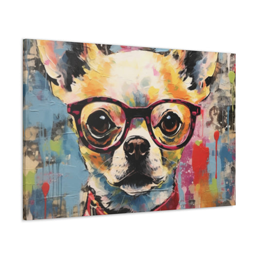 Brown Eye Chihuahua In Glasses - Large Wall Art