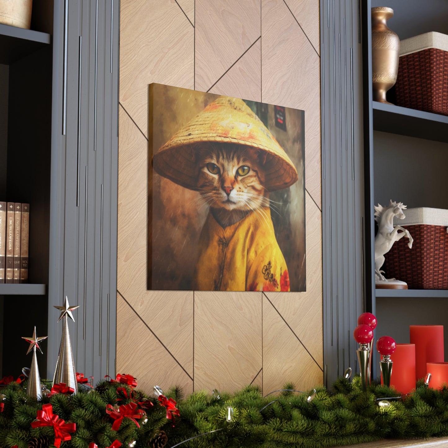 Pretty Kitty In A Conical Hat- Large Wall Art