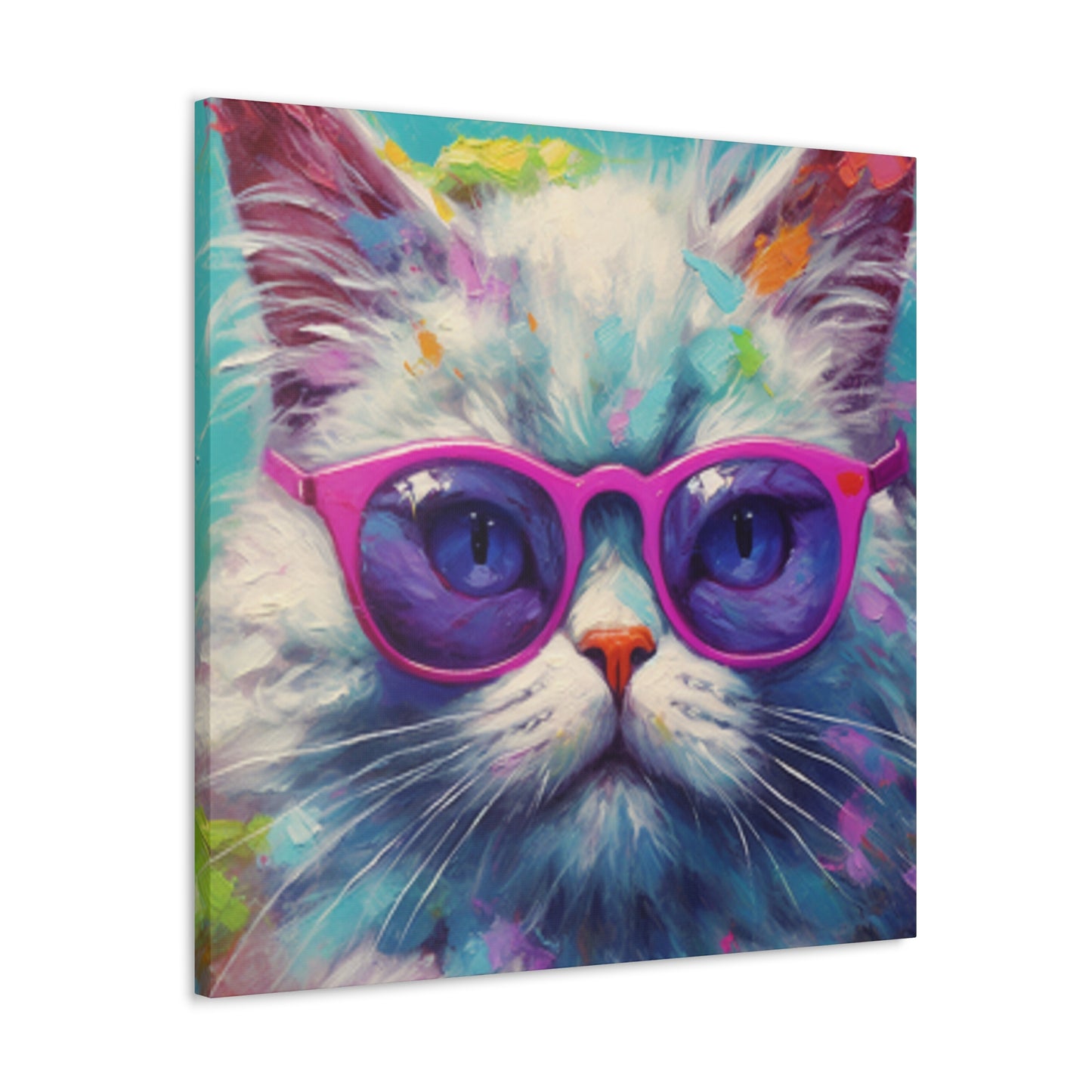 Puuuur-ple Glasses On A Fluffy Kitty - Large Wall Art